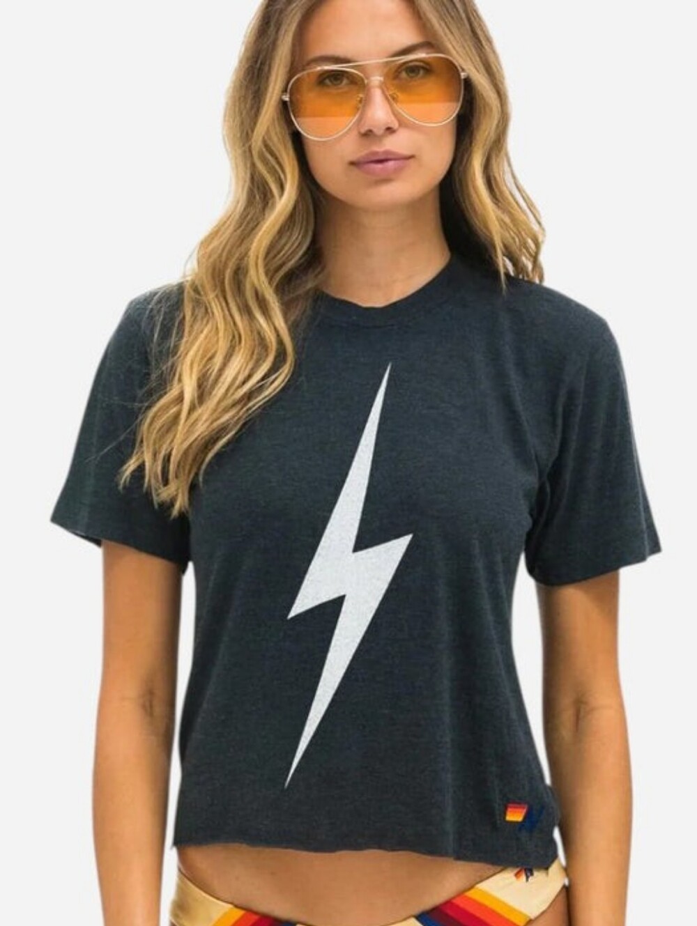 Aviator Nation Bolt Boyfriend Tee in Charcoal XS